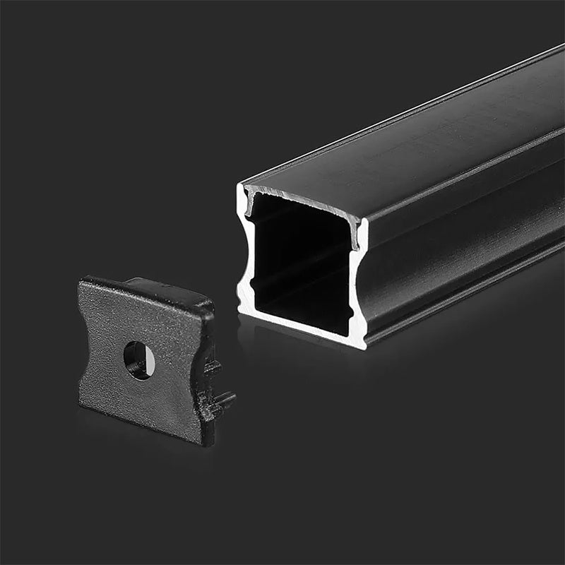 Profil din aluminiu pentru bandă LED negru de 2 m 17,2 × 14,4 mm V-Tac SKU-2878