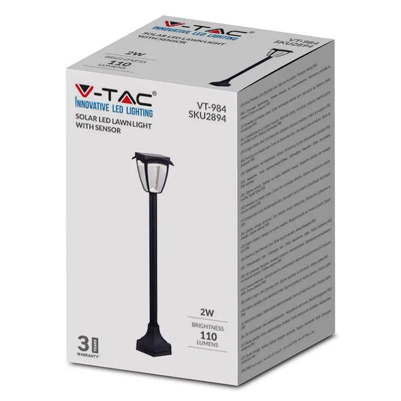 Corp de iluminat solar LED cu lumină alb cald și alb rece, panou 2 W și protecție IP65 V-Tac SKU-2894