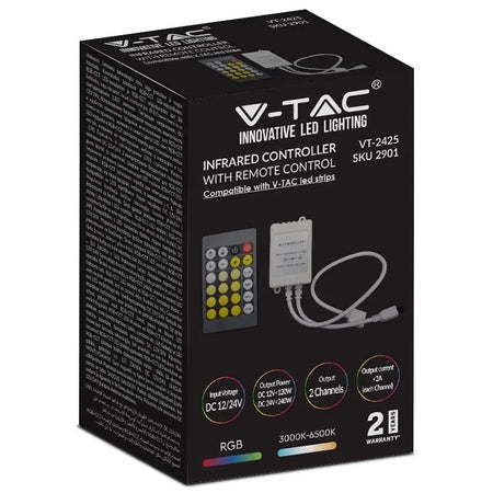 Controler bandă LED alb cu telecomandă de 24 de butoane 12-24 V V-Tac SKU-2901