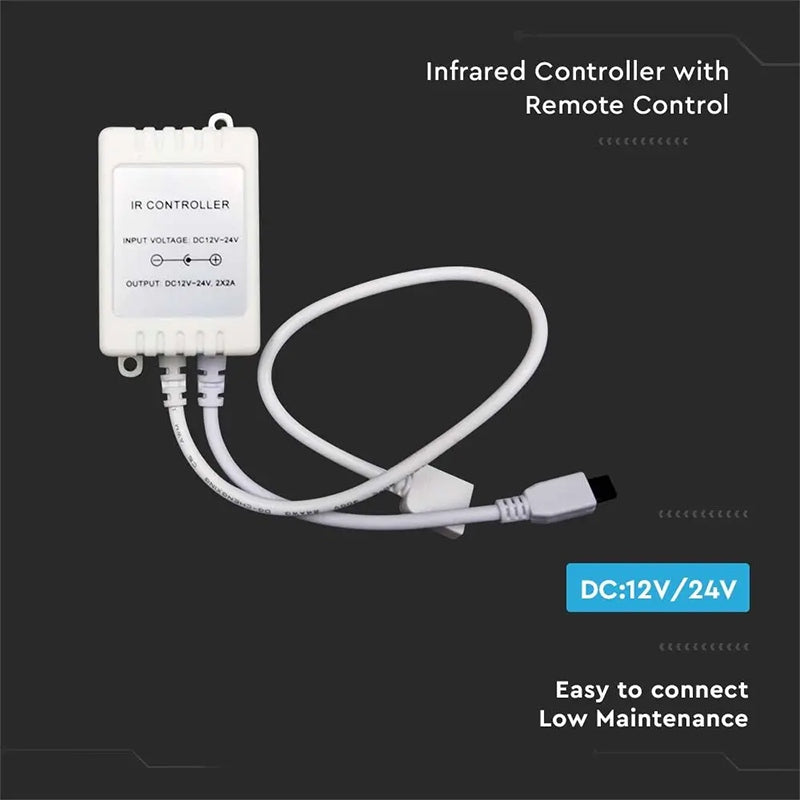 Controler bandă LED alb cu telecomandă de 24 de butoane 12-24 V V-Tac SKU-2901