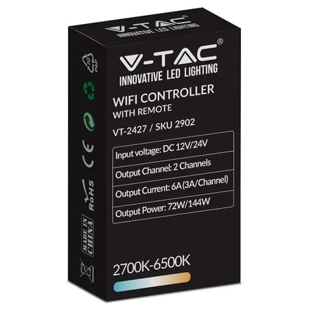 Controler bandă LED 3în1 Wi-Fi de 12-24 V cu telecomandă cu 12 butoane V-Tac SKU-2902