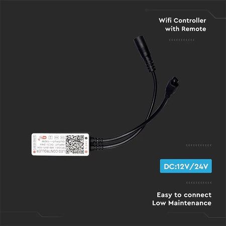 Controler bandă LED 3în1 Wi-Fi de 12-24 V cu telecomandă cu 12 butoane V-Tac SKU-2902