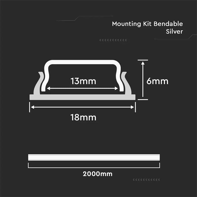 Profil Aluminiu Pentru Banda Led Flexibil 2m 18mm X