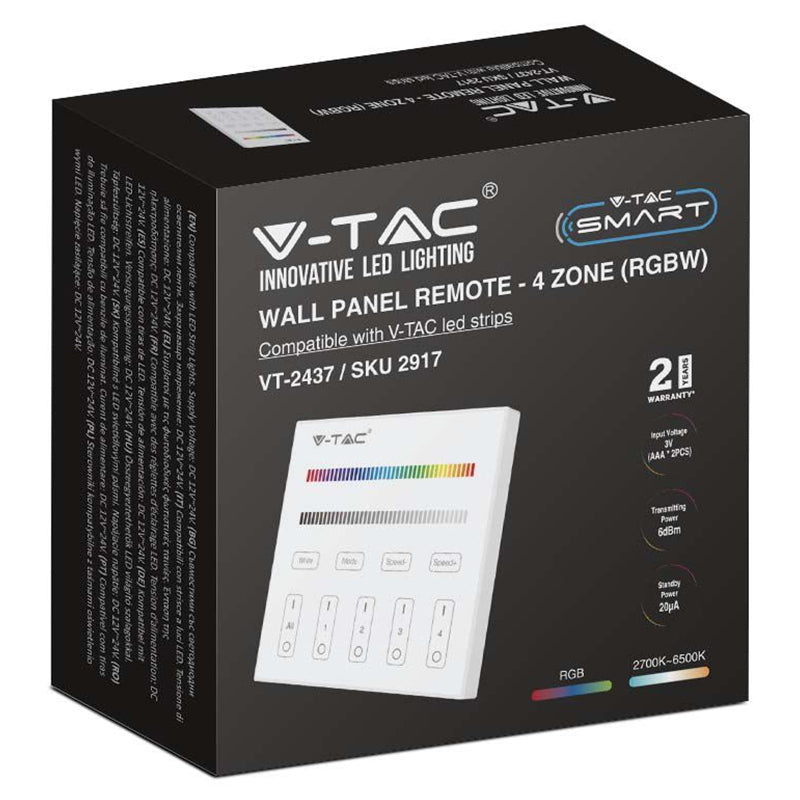 Controler bandă LED RGB + alb cu 4 zone și Wi-Fi V-Tac SKU-2917