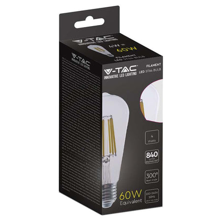 Bec LED cu filament ST64 E27 de 4 W cu lumină neutră 4000 K EDISON V-Tac SKU-2997