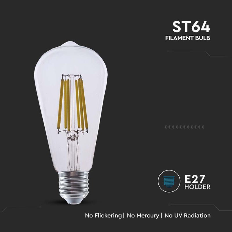 Bec LED cu filament ST64 E27 de 4 W cu lumină neutră 4000 K EDISON V-Tac SKU-2997