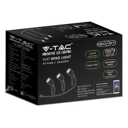Set corp iluminat LED RGB 3in1 5.2 W IP65 negru V-Tac SKU-3015