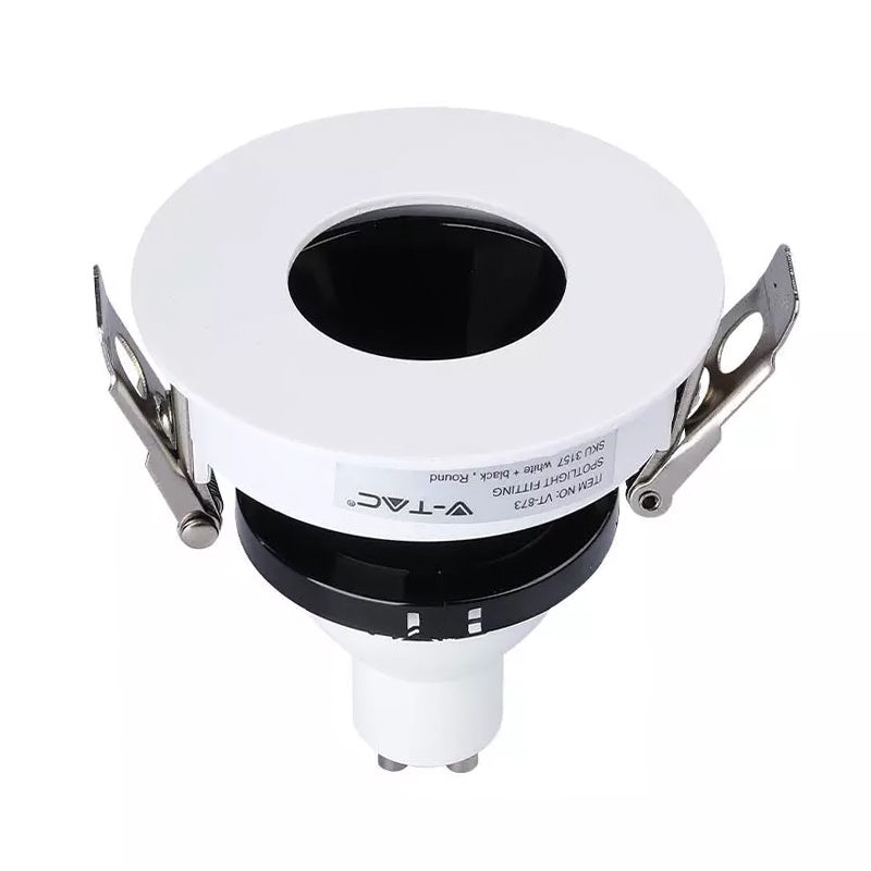 Corp spot tavan cu soclu GU10, alb/negru, montaj îngropat, V-Tac SKU-3157