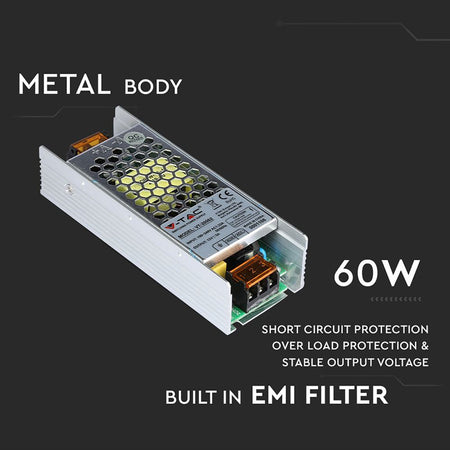 Sursă de alimentare SMPS slim de 12 V și 5 A cu putere de 60 W V-Tac SKU-3246