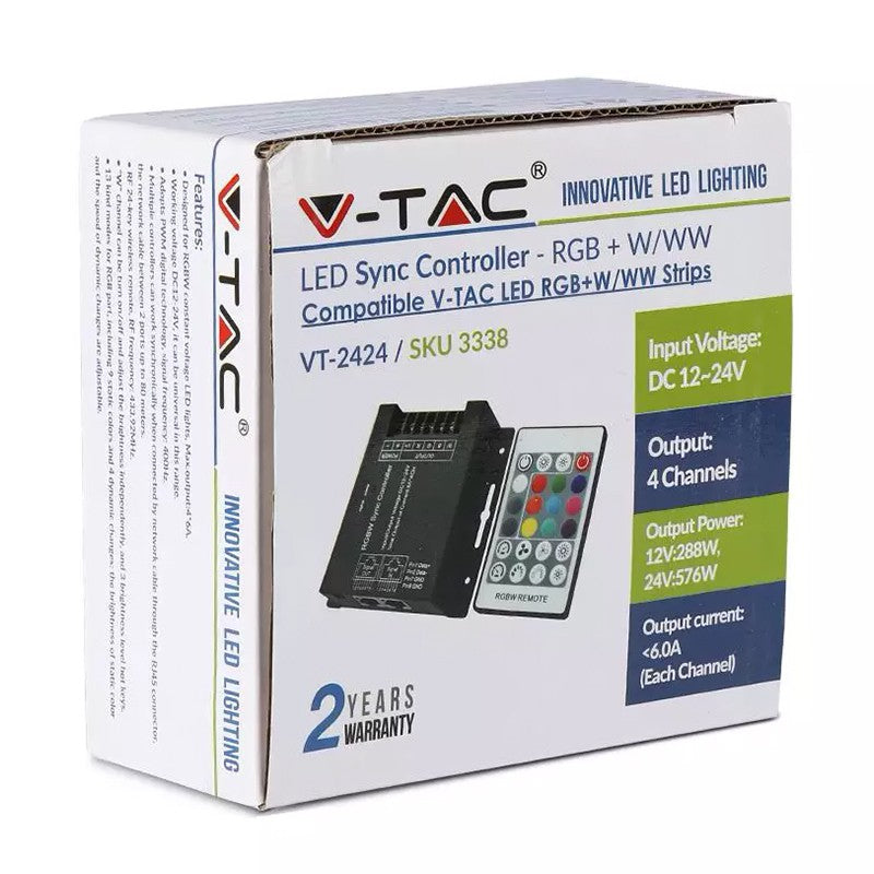 Controller pentru bandă LED cu dimmer 12/24 V și 4 canale V-Tac SKU-3338
