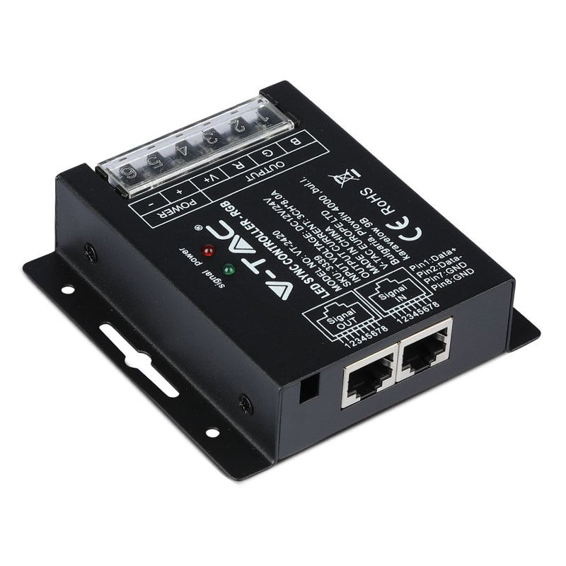 Controller bandă LED RGB cu alimentare 12-24 V DC și telecomandă cu 20 de butoane V-Tac SKU-3339