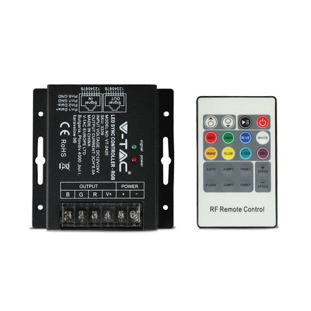 Controller bandă LED RGB cu alimentare 12-24 V DC și telecomandă cu 20 de butoane V-Tac SKU-3339