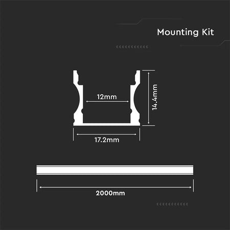 Profil din aluminiu mat pentru bandă LED de 2 m cu secțiune 17,2 × 15,5 mm V-Tac SKU-3354