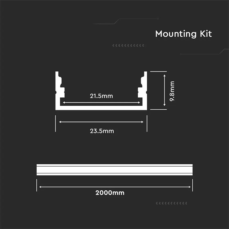 Profil Aluminiu Pentru Banda Led 2m 23.5mm X 10mm Alb