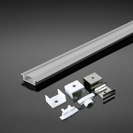Profil din aluminiu pentru bandă LED cu dispersor, 2 m, 24,7 × 7 mm, carcasă albă V-Tac SKU-3368