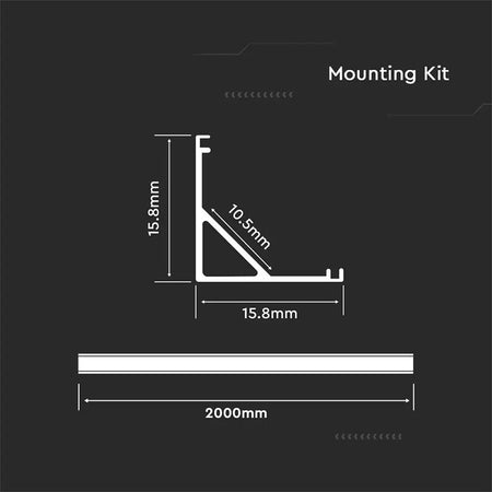 Profil Aluminiu Pentru Banda Led 2m 15.8mm X 15.8mm Alb