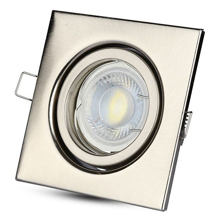 Corp spot încastrat GU10 pătrat cu unghi reglabil din aluminiu nichel V-Tac SKU-3473