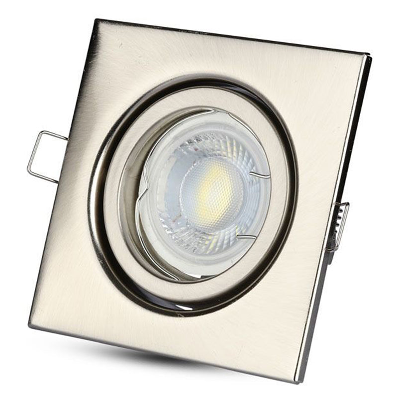 Corp spot încastrat GU10 pătrat cu unghi reglabil din aluminiu nichel V-Tac SKU-3473