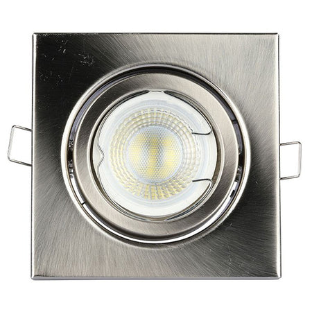 Corp spot încastrat GU10 pătrat cu unghi reglabil din aluminiu nichel V-Tac SKU-3473