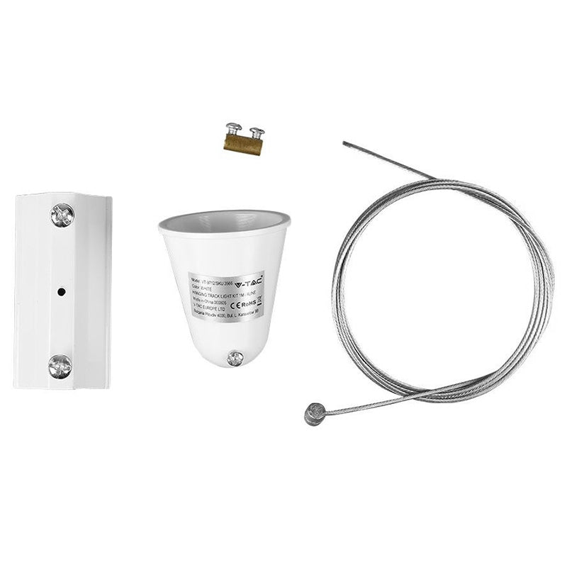 Kit suspendare șină track light de 1 m din aluminiu alb V-Tac SKU-3566