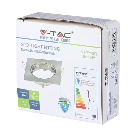 Corp spot GU10 pătrat crom mat cu unghi reglabil V-Tac SKU-3591