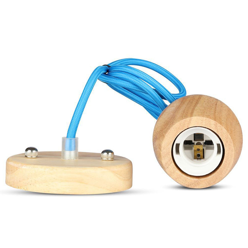 Pendul tavan cu soclu E27 din lemn cu cablu albastru de 1 m V-Tac SKU-3722