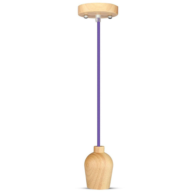 Pendul de tavan din lemn cu soclu E27 și cablu violet de 1 m V-Tac SKU-3724