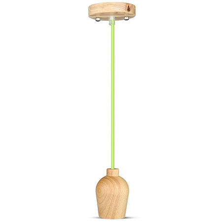 Pendul de tavan cu soclu E27 din lemn cu cablu verde V-Tac SKU-3725