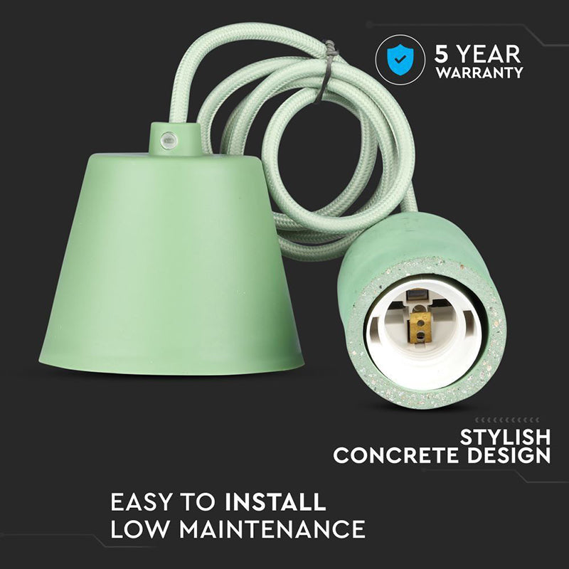 Pendul tavan cu soclu E27 din beton verde V-Tac SKU-3742