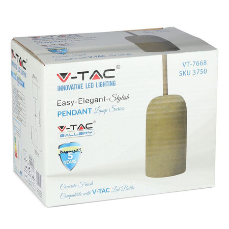 Pendul tavan cu soclu E27 din beton bej V-Tac SKU-3750