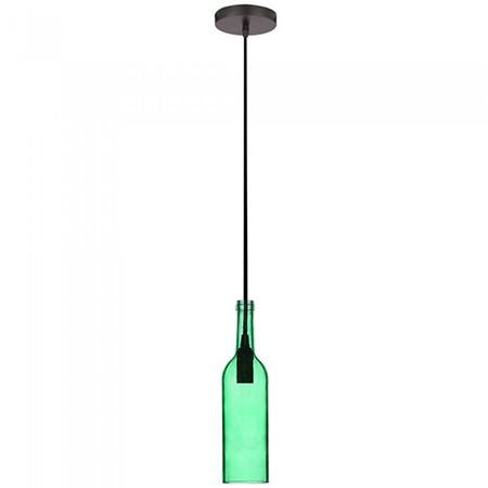 Corp de iluminat pendul de tavan în formă de sticlă de vin verde cu soclu E14 V-Tac SKU-3767