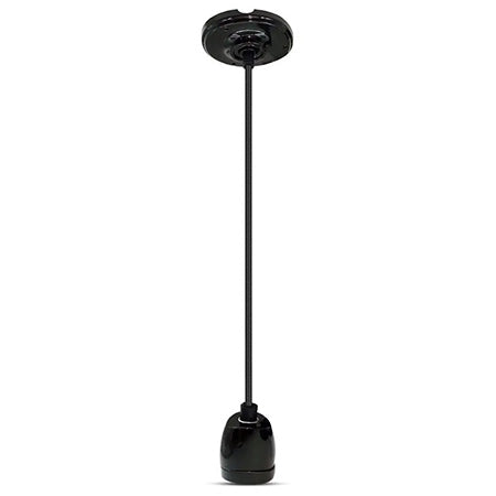 Pendul Tavan Soclu E27 Portelan - Negru