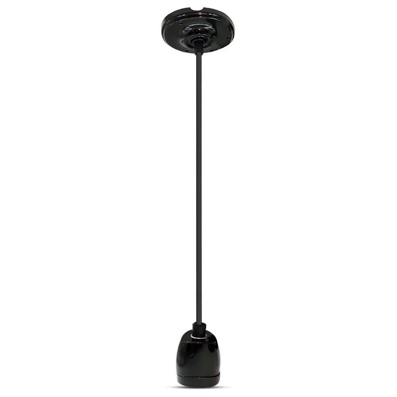 Pendul Tavan Soclu E27 Portelan - Negru