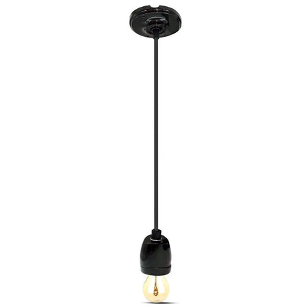 Pendul Tavan Soclu E27 Portelan - Negru