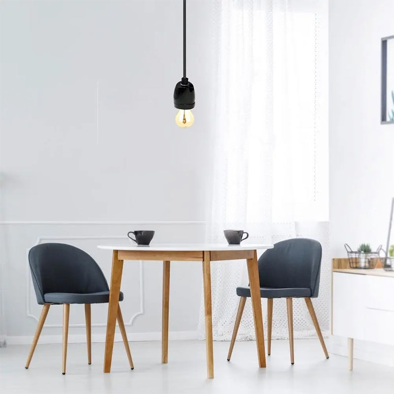 Pendul Tavan Soclu E27 Portelan - Negru
