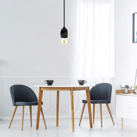 Pendul Tavan Soclu E27 Portelan - Negru