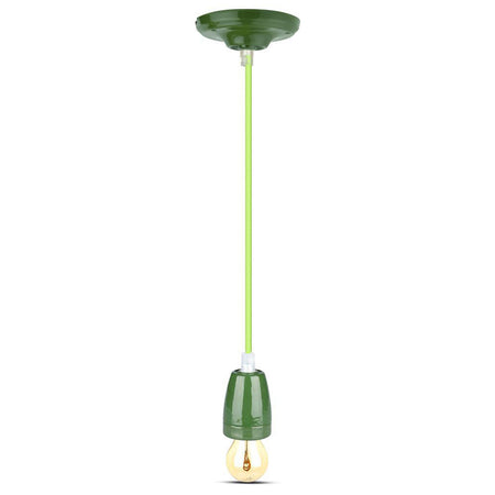 Pendul de tavan verde din porțelan cu soclu E27 V-Tac SKU-3805