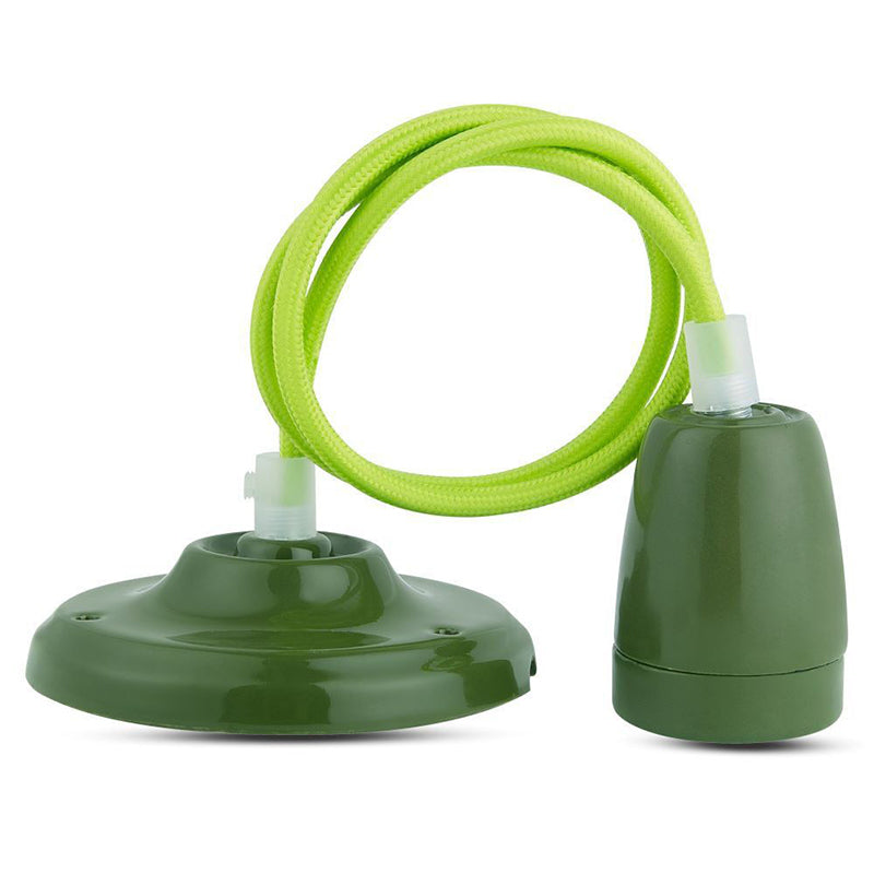 Pendul de tavan verde din porțelan cu soclu E27 V-Tac SKU-3805