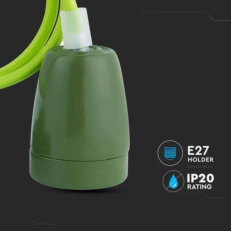 Pendul de tavan verde din porțelan cu soclu E27 V-Tac SKU-3805