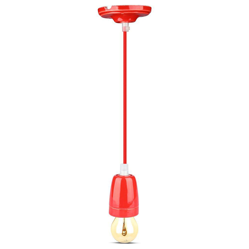 Pendul Tavan Portelan Soclu E27 - Rosu