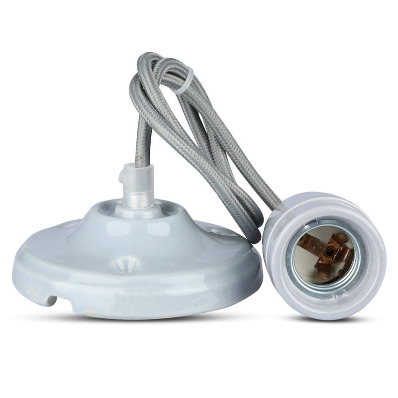 Pendul Tavan Portelan Soclu E27 - Gri