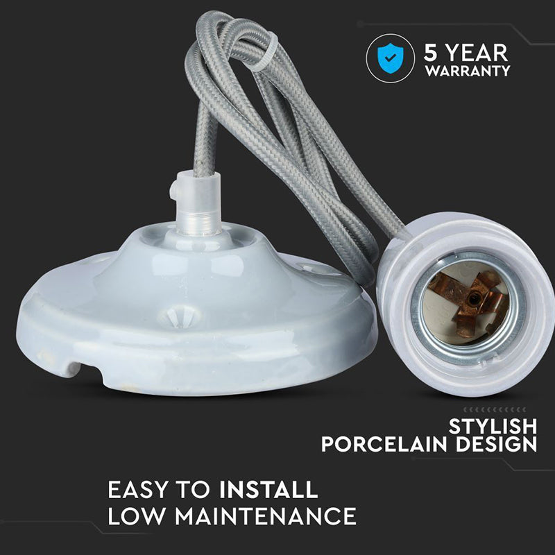 Pendul Tavan Portelan Soclu E27 - Gri