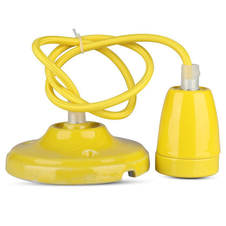 Pendul de tavan din porțelan cu soclu E27 galben V-Tac SKU-3809