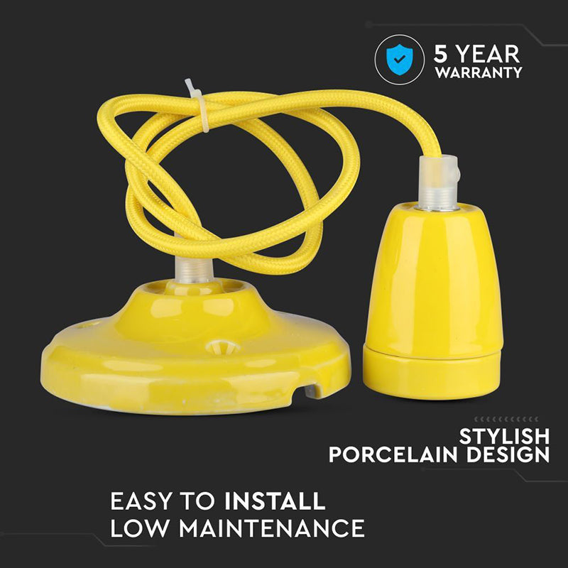Pendul de tavan din porțelan cu soclu E27 galben V-Tac SKU-3809