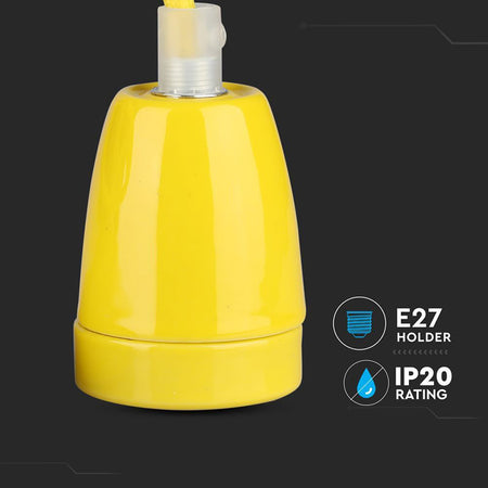 Pendul de tavan din porțelan cu soclu E27 galben V-Tac SKU-3809