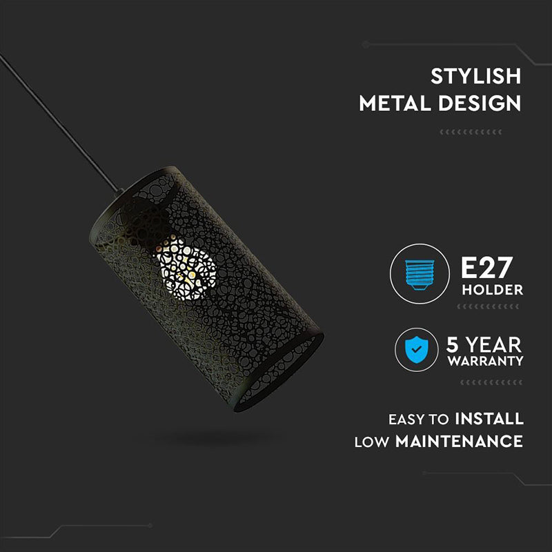 Pendul de tavan cu soclu E27 din metal negru mat V-Tac SKU-3825