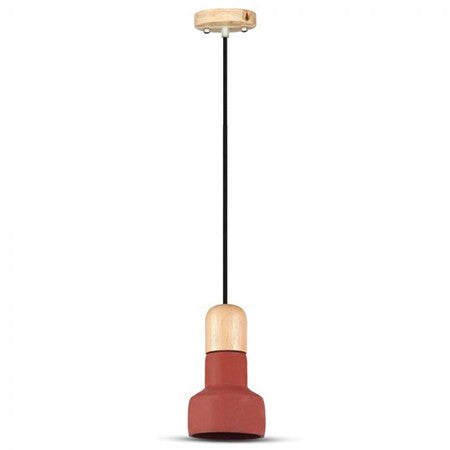 Pendul tavan cu soclu E27 din lemn și ciment roșu V-Tac SKU-3857