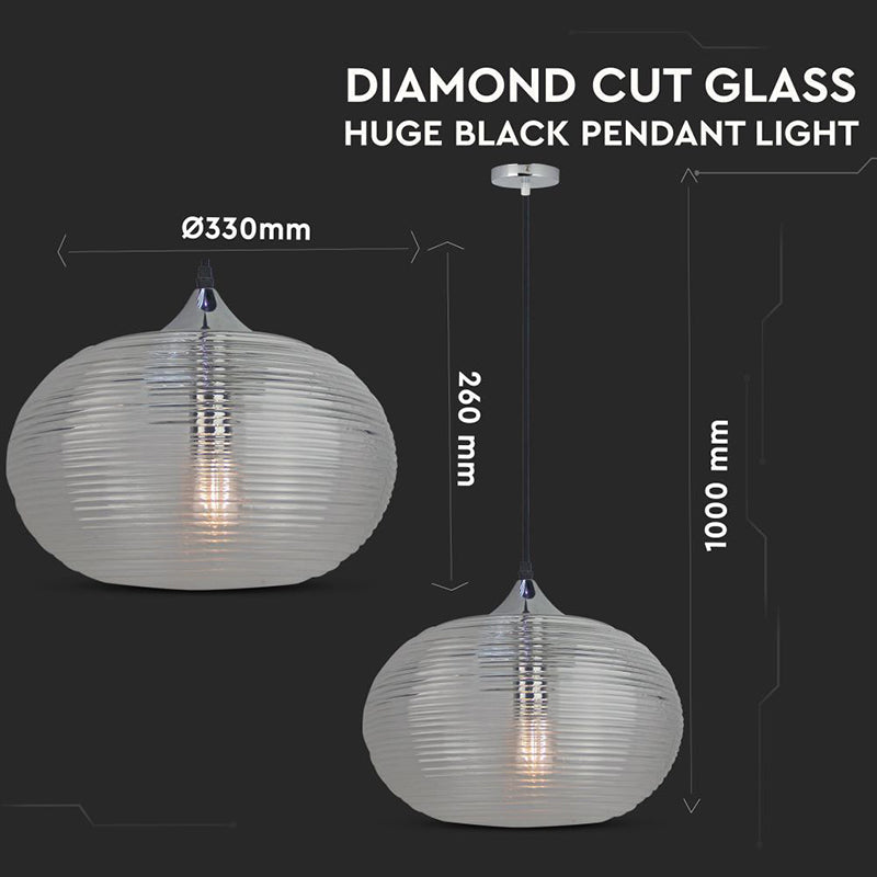 Pendul tavan Diamond cu soclu E27 din sticlă verde, max. 60 W V-Tac SKU-3880