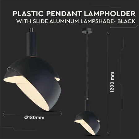 Pendul de tavan cu soclu E14 negru din aluminiu V-Tac SKU-3921
