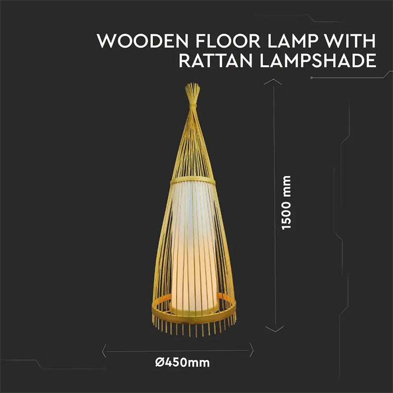 Lampa Podea Din Rattan Soclu E27 150cm